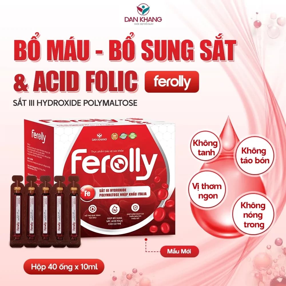 Sắt nước Ferolly: Ống sắt cho bà bầu không tanh, bổ sung sắt và acid folic